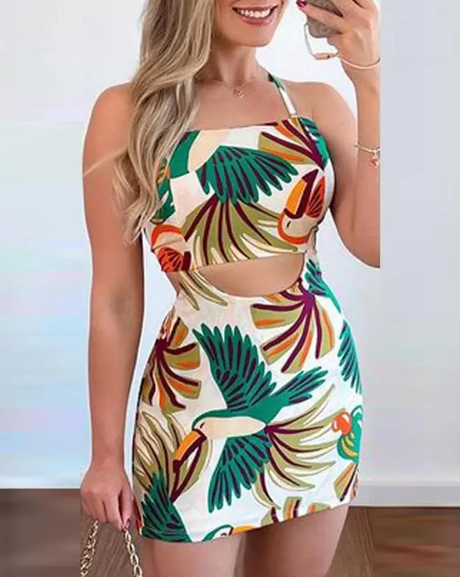 Fashion Dresses for Women 2023 Spring Tropical Print Sexy Cutout Crisscross Backless Casual Halter Sleeveless Mini Dress
Fashion Dresses for Women 2023 Spring Tropical Print Sexy Cutout Crisscross Backless Casual Halter Sleeveless Mini Dress