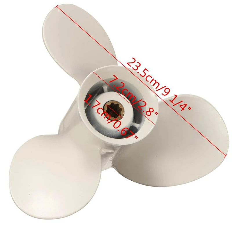 for Yamaha 9.9-15HP 63V-45945-10-EL 9-1/4 x 9 Aluminum Alloy Marine Outboard Propeller 8 Spline Tooth 3 Blades
for Yamaha 9.9-15HP 63V-45945-10-EL 9-1/4 x 9 Aluminum Alloy Marine Outboard Propeller 8 Spline Tooth 3 Blades