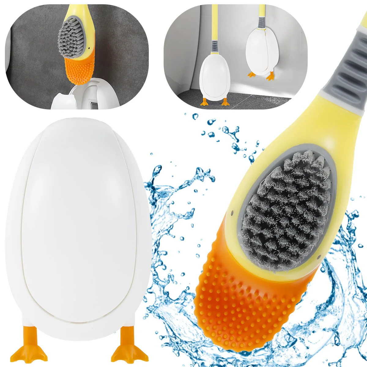 Silicone Head Diving Duck Toilet Brush Soft Bristles Breathable Toilet Brush with Base Wall-mounted or Floor-Standing Bathroom
Silicone Head Diving Duck Toilet Brush Soft Bristles Breathable Toilet Brush with Base Wall-mounted or Floor-Standing Bathroom