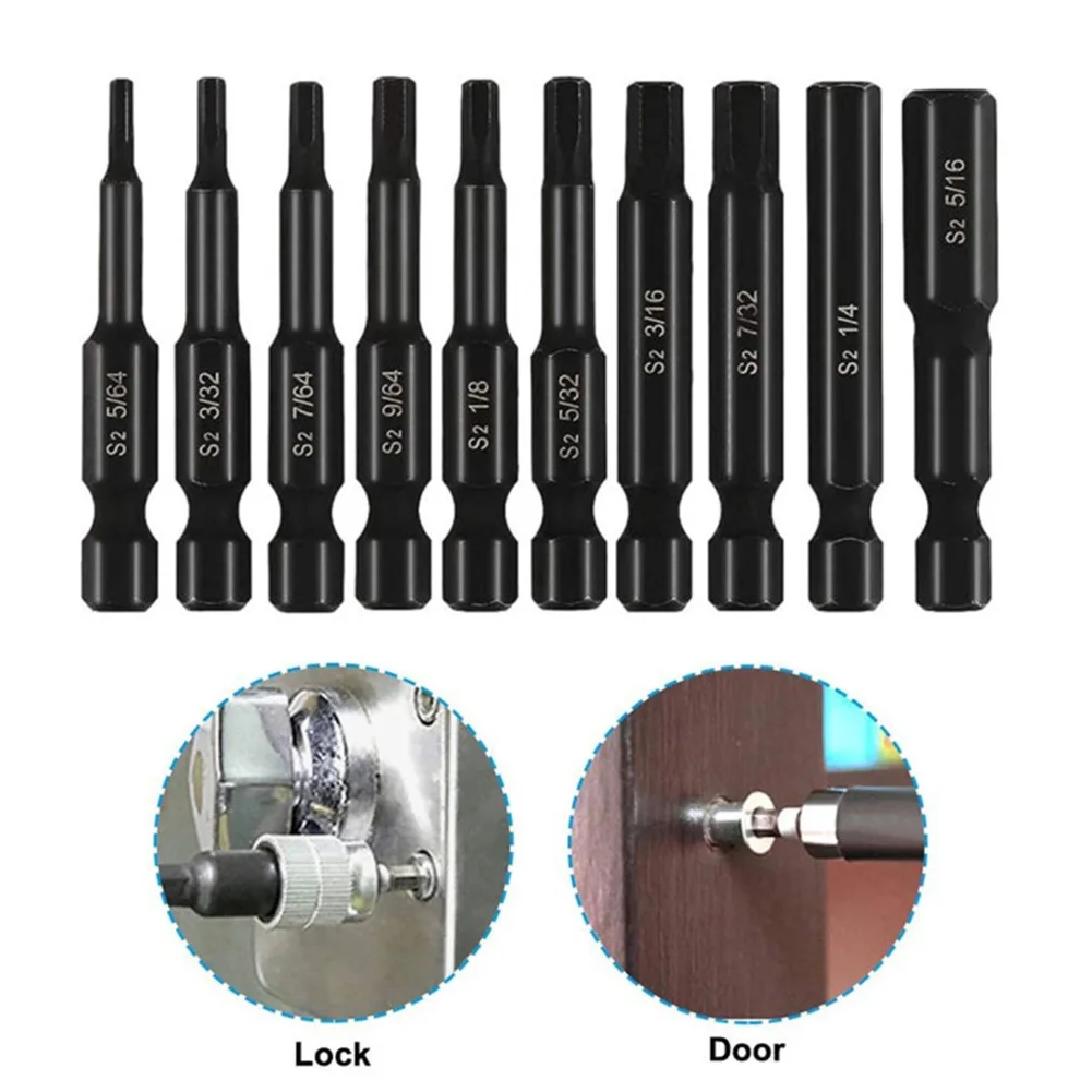 10Pcs SAE Metric Hex Head Allen Wrench Drill Bit Set 1/4" Diameter Uick Release Anti Slip Electric Magnetic Screwdriver Bit Set
10Pcs SAE Metric Hex Head Allen Wrench Drill Bit Set 1/4" Diameter Uick Release Anti Slip Electric Magnetic Screwdriver Bit Set