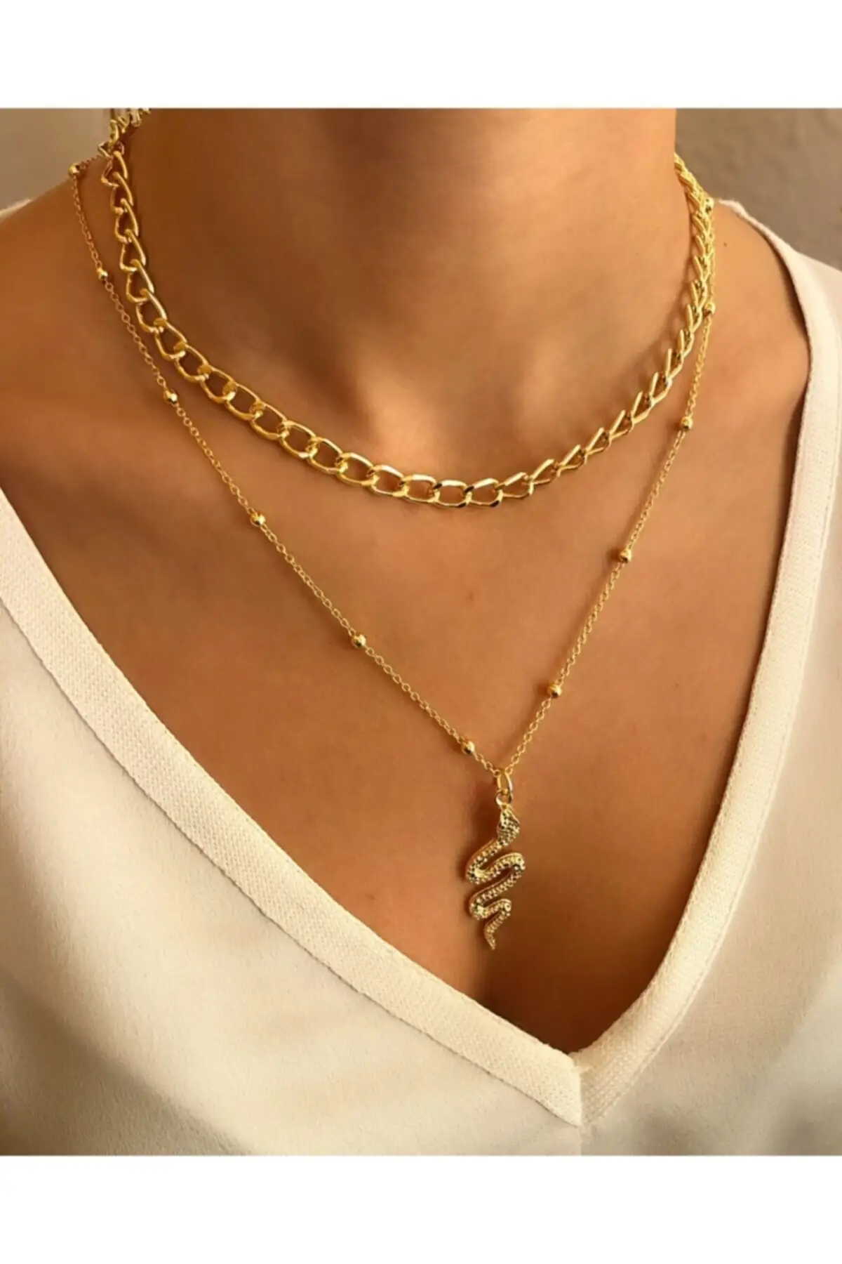 2022 Women's Accessory Necklace Snake 2-Pack Combination Does Not Tarnish Suitable Quality Beautiful Summer Season
2022 Women's Accessory Necklace Snake 2-Pack Combination Does Not Tarnish Suitable Quality Beautiful Summer Season