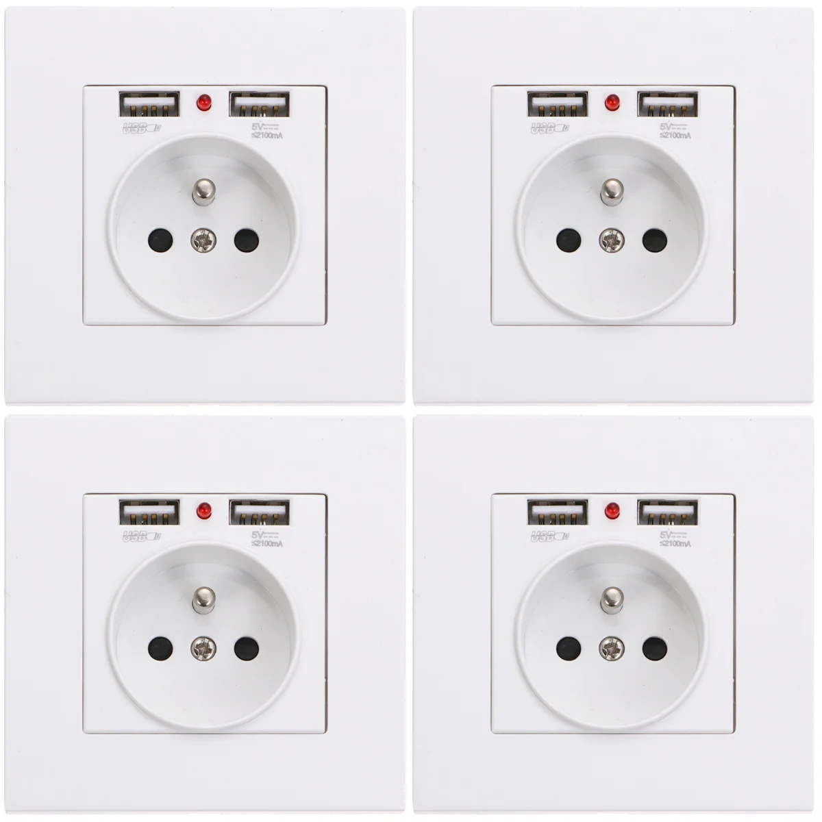 4pcs 86 Type Wall Socket with Double USB French Standard European Standard Socket Panel Bracket
4pcs 86 Type Wall Socket with Double USB French Standard European Standard Socket Panel Bracket