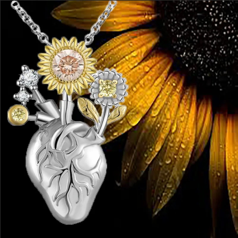 Heart necklace Classic retro men's daisy pendant Trendy and fashionable inlaid jewelry accessories Beautiful gift for women
Heart necklace Classic retro men's daisy pendant Trendy and fashionable inlaid jewelry accessories Beautiful gift for women