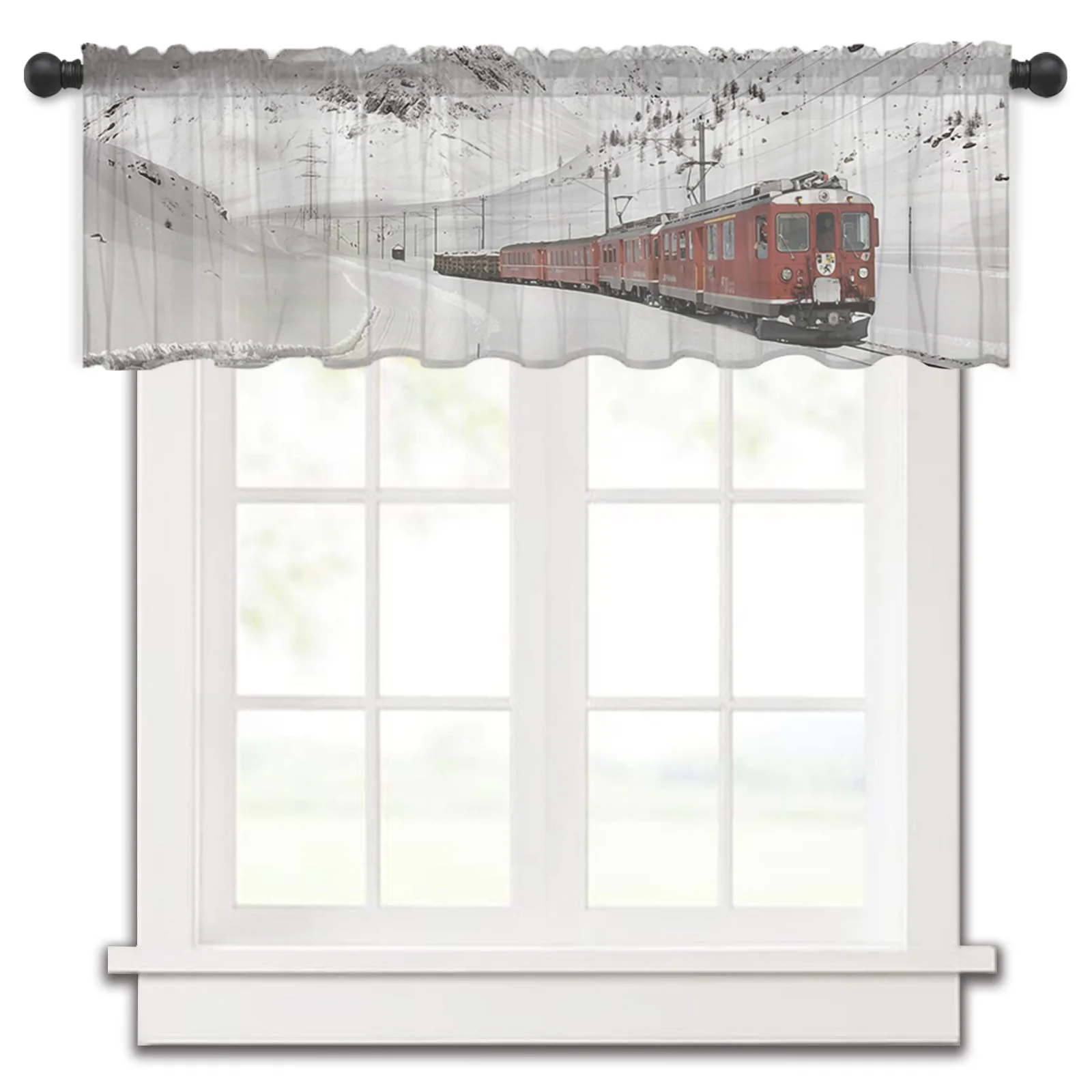 Snow Mountain Red Train Kitchen Small Window Curtain Tulle Sheer Short Curtain Bedroom Living Room Home Decor Voile Drapes
Snow Mountain Red Train Kitchen Small Window Curtain Tulle Sheer Short Curtain Bedroom Living Room Home Decor Voile Drapes