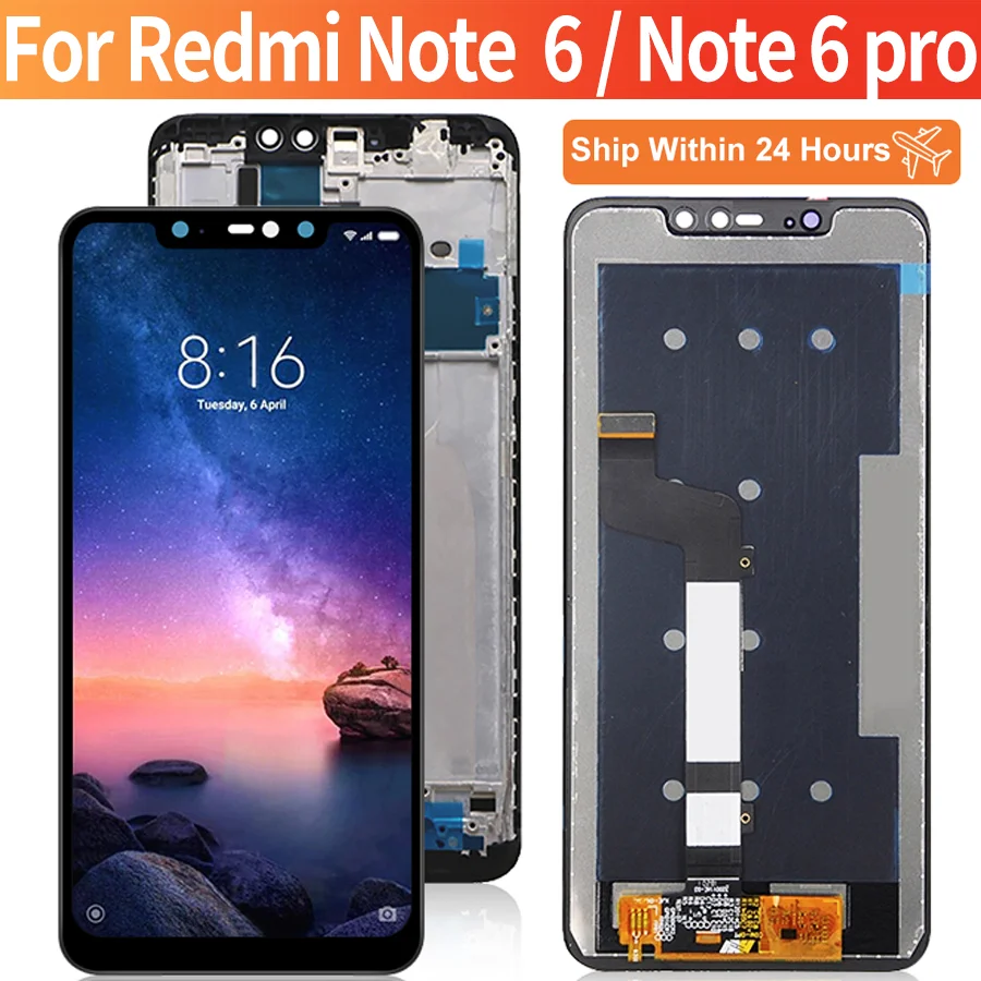 ЖК-дисплей 6,26 "для Xiaomi Redmi Note 6 Pro, сенсорный экран для ЖК-дисплея Redmi Note 6, дигитайзер, запасные части
ЖК-дисплей 6,26 "для Xiaomi Redmi Note 6 Pro, сенсорный экран для ЖК-дисплея Redmi Note 6, дигитайзер, запасные части