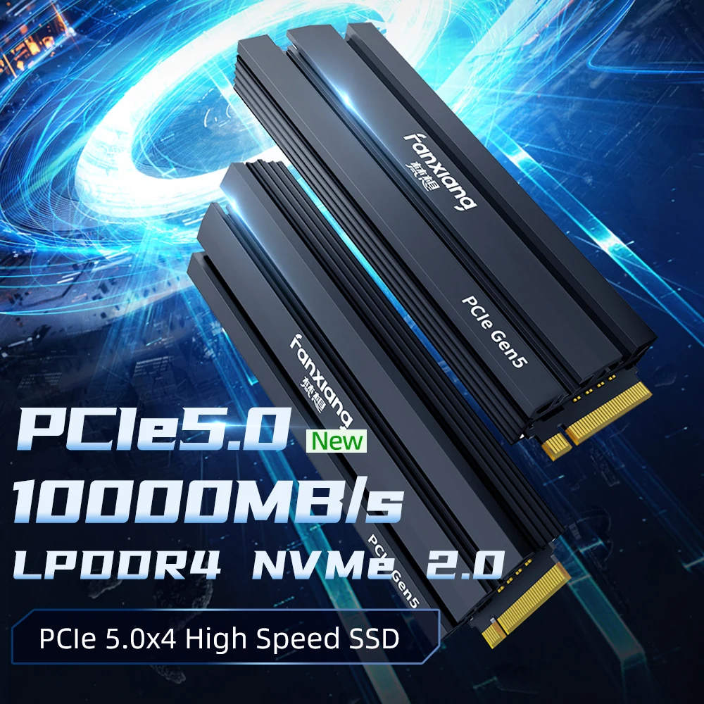 Fanxiang S900 10000MB/s M.2 SSD 1TB 2TB PCIe 5.0x4 M2 NVMe SSD Disk 2GB Dram Cache Internal Solid State Drive For PS5 Desktop PC
Fanxiang S900 10000MB/s M.2 SSD 1TB 2TB PCIe 5.0x4 M2 NVMe SSD Disk 2GB Dram Cache Internal Solid State Drive For PS5 Desktop PC