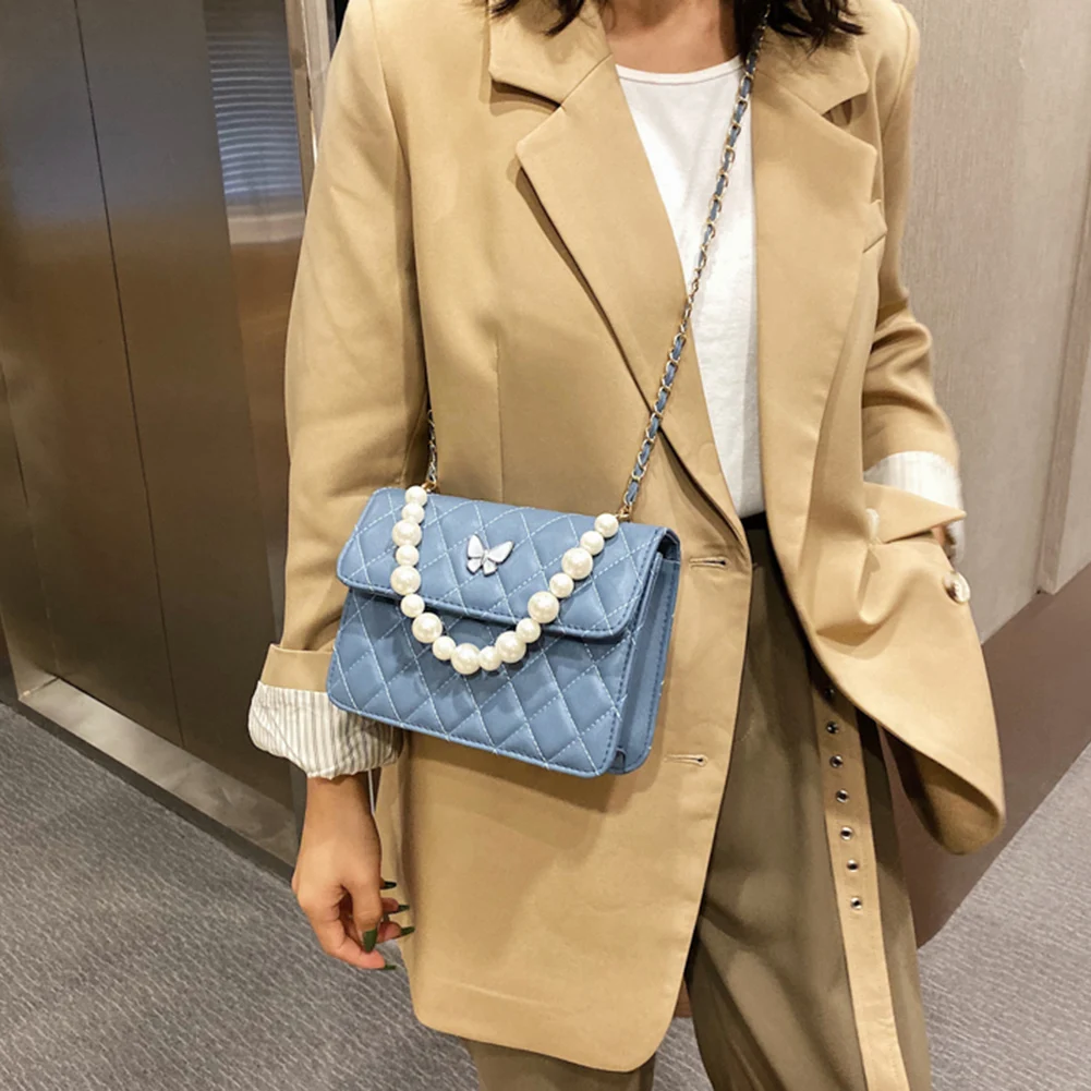 Women Butterfly PU Shoulder Handbag Fashion Lattice Pattern Pearl Crossbody Bag Youth Ladies Simple Versatile Bag
Women Butterfly PU Shoulder Handbag Fashion Lattice Pattern Pearl Crossbody Bag Youth Ladies Simple Versatile Bag