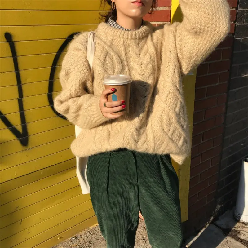 Office Lady Loose Apricot Elegant Pullovers Knit Pullover Cute Vintage Thick Twisted Sweaters High Street Knitted Casual Sweater
Office Lady Loose Apricot Elegant Pullovers Knit Pullover Cute Vintage Thick Twisted Sweaters High Street Knitted Casual Sweater