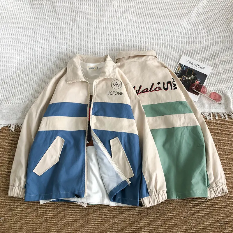 Vintage Spring Cargo Jacket Male Student Korean Loose Contrast Japanese Stand Collar Coat Couple Casual Zip-up Varsity Jacket
Vintage Spring Cargo Jacket Male Student Korean Loose Contrast Japanese Stand Collar Coat Couple Casual Zip-up Varsity Jacket