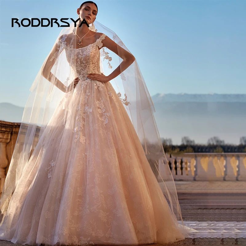 

RODDRSYA Vintage A-Line Princess Wedding Dresses Cap Sleeve Bridal Gowns Delicate Lace Appliques Illusion Tulle vestido de noiva
