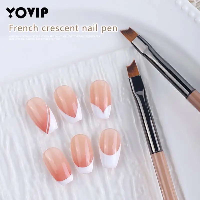 

1Pcs Professional Oblique Head Nail Brush French Tips Brushes UV Gel Painting Drawing Pen Manicure Nail Art DIY Design Tools