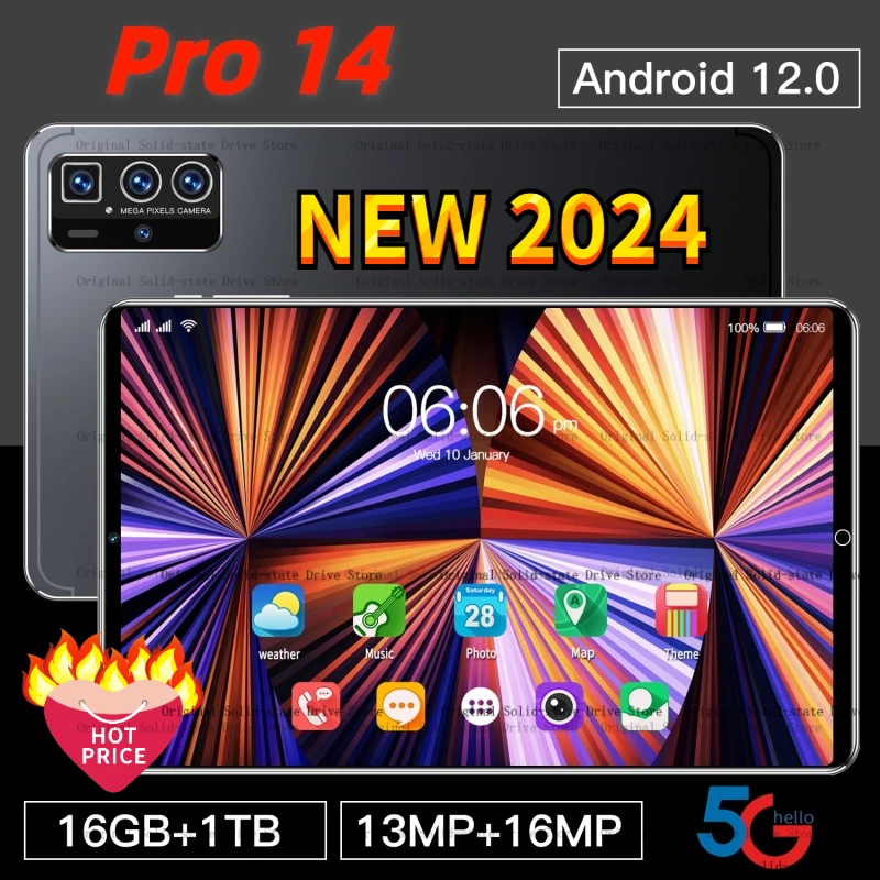 2023 New Original Global Version Pro 14 Tablet Android 12.0 13+16MP 12000mAh 11.6 Inch Tablets 4G/5G Dual SIM Card Or Wifi HD
2023 New Original Global Version Pro 14 Tablet Android 12.0 13+16MP 12000mAh 11.6 Inch Tablets 4G/5G Dual SIM Card Or Wifi HD