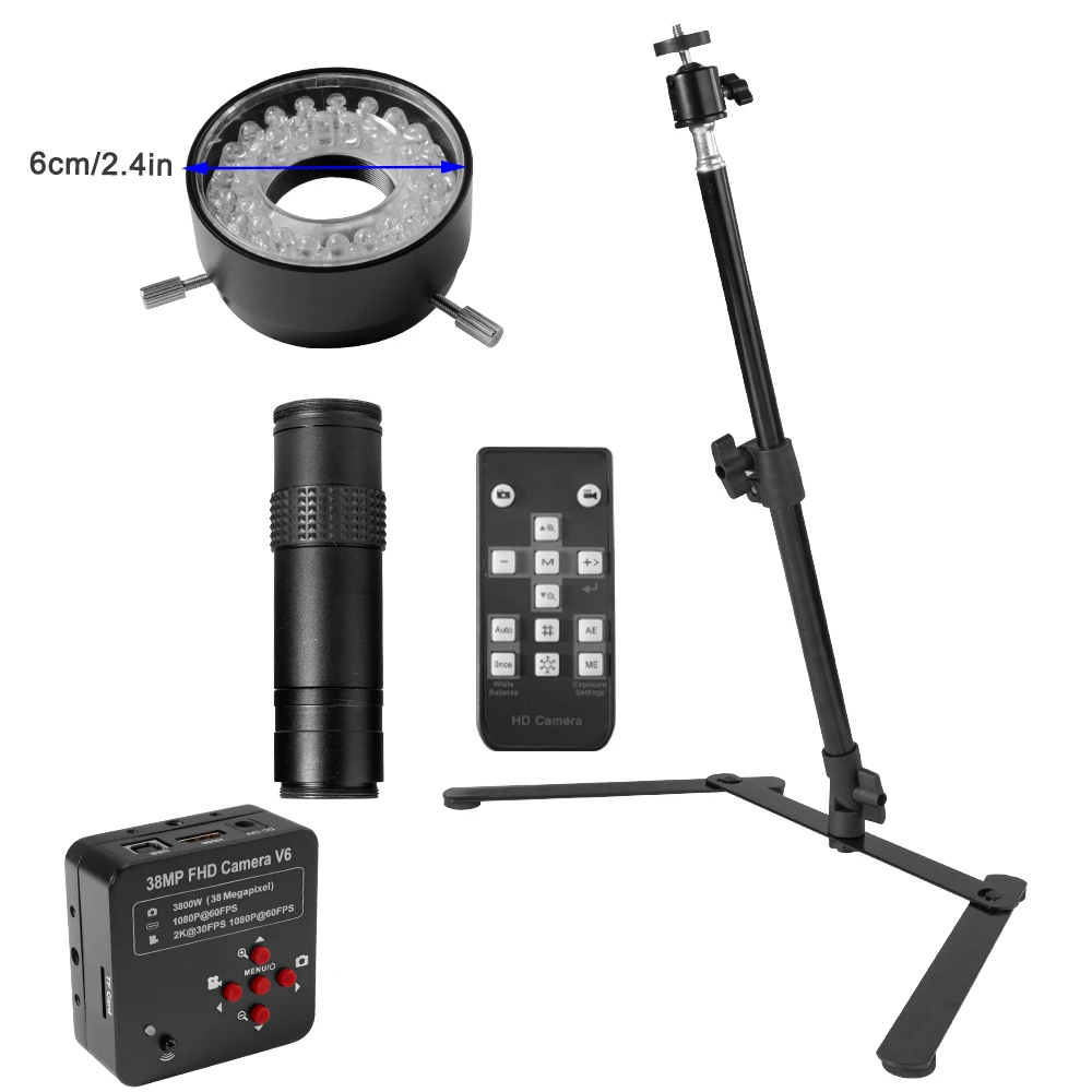 38MP HDMI Camera 130X C-Mount Lens Height Adjustable Stand Microscope Set for Picture Video Recorder Phone PCB Soldering Repair
38MP HDMI Camera 130X C-Mount Lens Height Adjustable Stand Microscope Set for Picture Video Recorder Phone PCB Soldering Repair