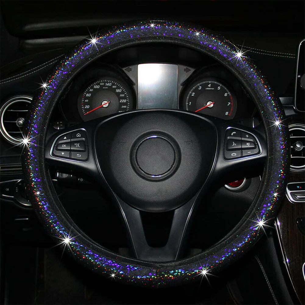 Breathable Steering Wheel Cover Glitter Bling High Quality Installs Easily 100% Brand New Anti-slip PU Leather
Breathable Steering Wheel Cover Glitter Bling High Quality Installs Easily 100% Brand New Anti-slip PU Leather