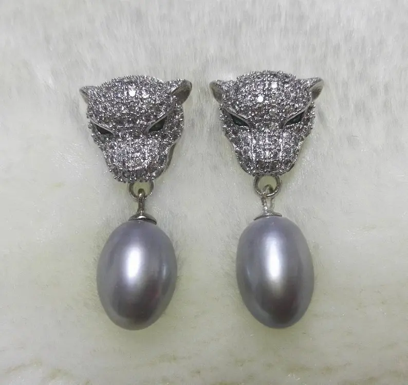 Unique Pearls jewellery Store,6-9MM Rice Gray Color Freshwater Pearl Earrings 925 Silver Leopard Head Earring
Unique Pearls jewellery Store,6-9MM Rice Gray Color Freshwater Pearl Earrings 925 Silver Leopard Head Earring