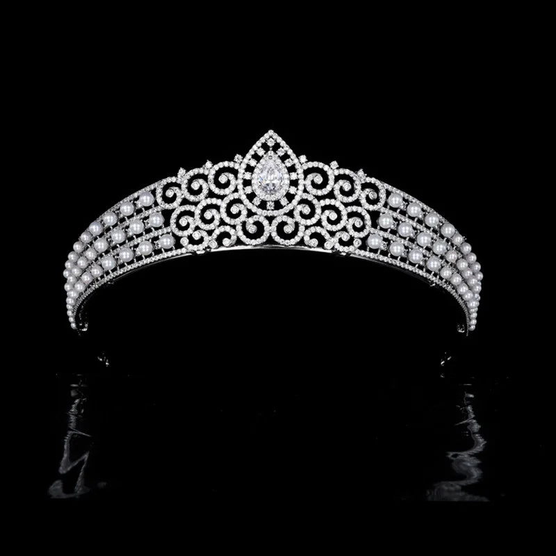 European Style Large Zircon Pearl Bridal Crown Micro Inlaid 3A CZ Wedding Tiaras High-end Wedding Accessories HQ0319
European Style Large Zircon Pearl Bridal Crown Micro Inlaid 3A CZ Wedding Tiaras High-end Wedding Accessories HQ0319