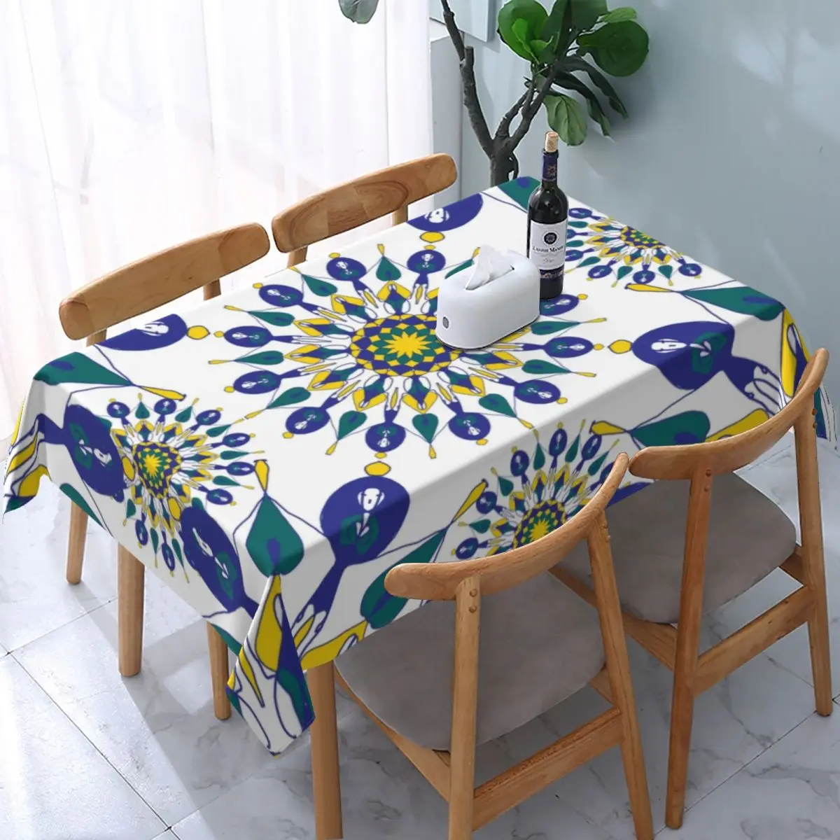 Rectangular Classic Traditional Moroccan Tiles Table Cloth Oilproof Tablecloth 45"-50" Table Cover Backed with Elastic Edge
Rectangular Classic Traditional Moroccan Tiles Table Cloth Oilproof Tablecloth 45"-50" Table Cover Backed with Elastic Edge