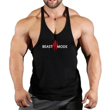 Brand Fitness Clothing Men ’s Cotton Beast Mode Letter Print Tank Top Muscle Sleeveless Undershirt Gym Running Vest