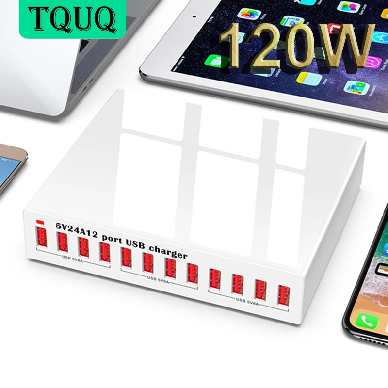 TQUQ 12-Port 120W/24A USB Charger Station, Multi Ports USB-A Charging Hub Compact Desktop Charger for iPhone iPad Samsung Tablet
TQUQ 12-Port 120W/24A USB Charger Station, Multi Ports USB-A Charging Hub Compact Desktop Charger for iPhone iPad Samsung Tablet