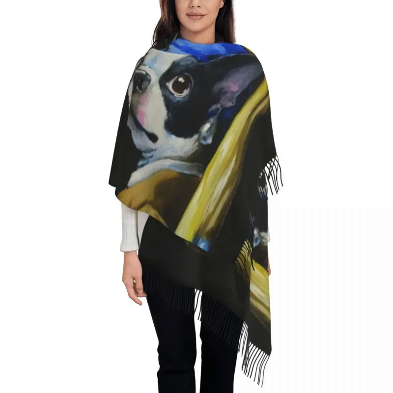 Customized Printed With A Pearl Earring Scarf Men Women Winter Fall Warm Scarves Cartoon Boston Terrier Dog Shawls Wraps
Customized Printed With A Pearl Earring Scarf Men Women Winter Fall Warm Scarves Cartoon Boston Terrier Dog Shawls Wraps