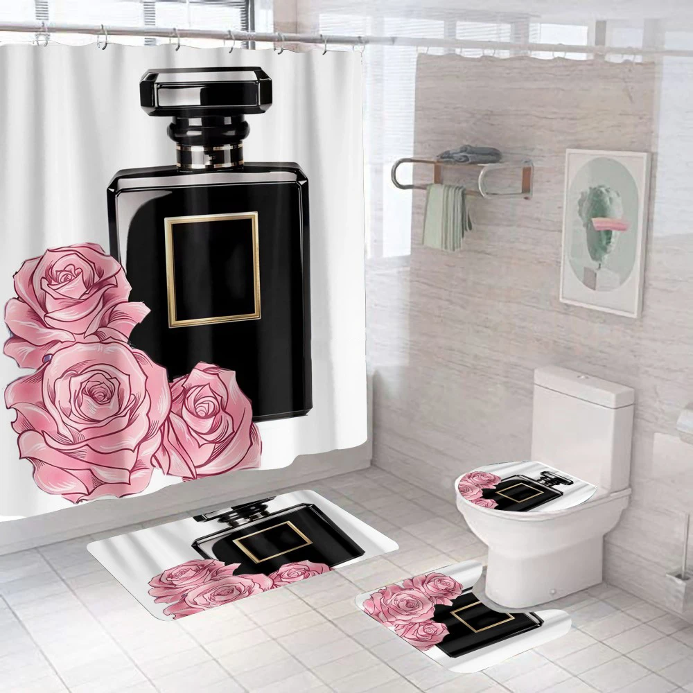 Cosmetics Perfume and Flower 3d Shower Curtain 4pcs Set Custom Hooks Printed Decor Bathroom Waterproof Cover Screen
Cosmetics Perfume and Flower 3d Shower Curtain 4pcs Set Custom Hooks Printed Decor Bathroom Waterproof Cover Screen