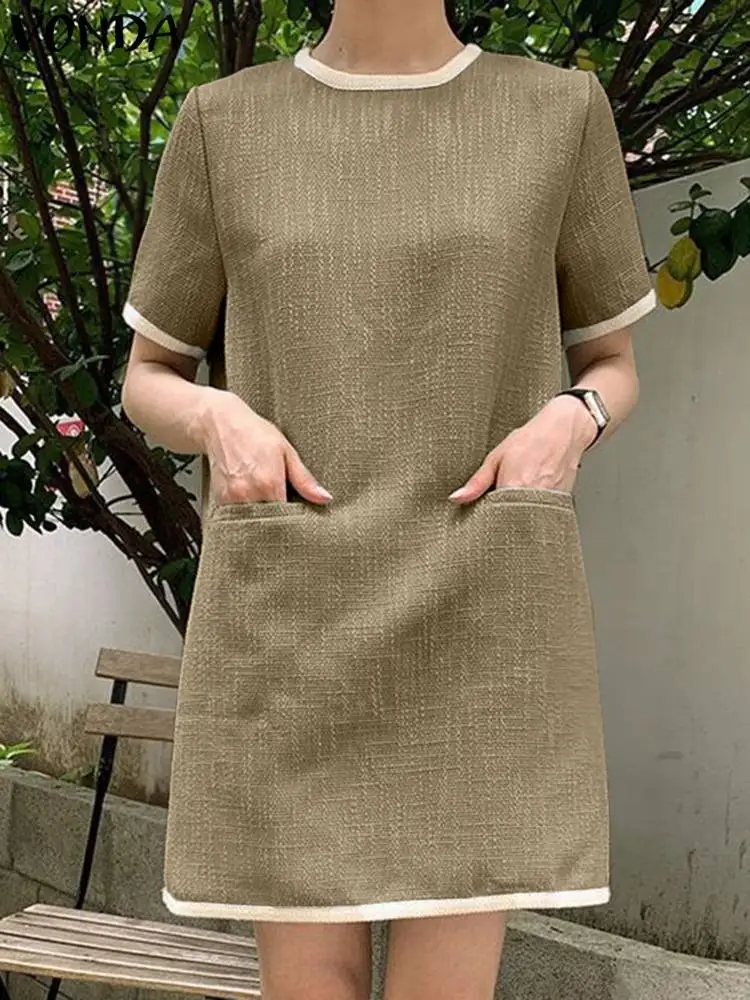 VONDA Female Fashion Crew Neck Tunic Polyester Robe Women Summer Stylish Vestido Short Sleeve Holiday Sundress Party Mini Dress
VONDA Female Fashion Crew Neck Tunic Polyester Robe Women Summer Stylish Vestido Short Sleeve Holiday Sundress Party Mini Dress