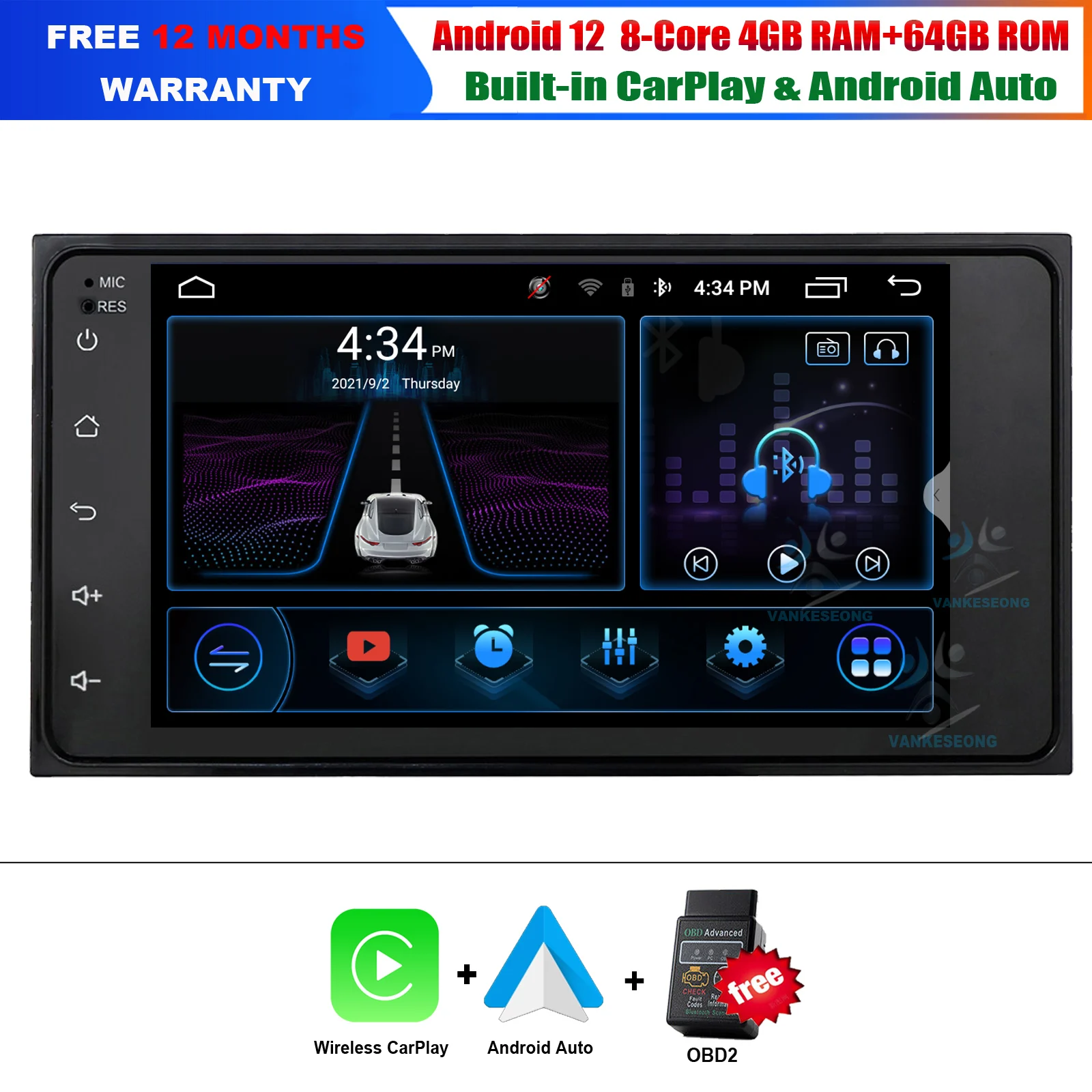 Android12 CarPlay Android Auto Car Multimedia Stereo Player For Toyota Highlander Hi-Lux Land Cruiser Hi-Ace Radio GPS Nav
Android12 CarPlay Android Auto Car Multimedia Stereo Player For Toyota Highlander Hi-Lux Land Cruiser Hi-Ace Radio GPS Nav