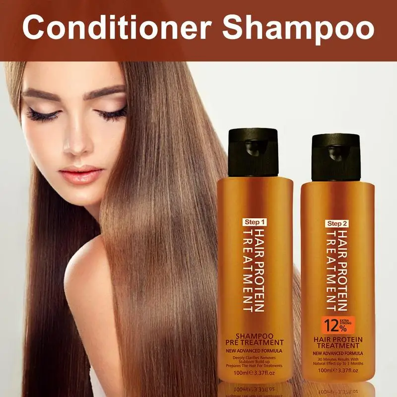 

Набор для увлажнения кератинового шампуня и кондиционера, шампунь для выпрямления волос с протеином, антифризовый кондиционер для вьющихся и сухих волос, уход за волосами