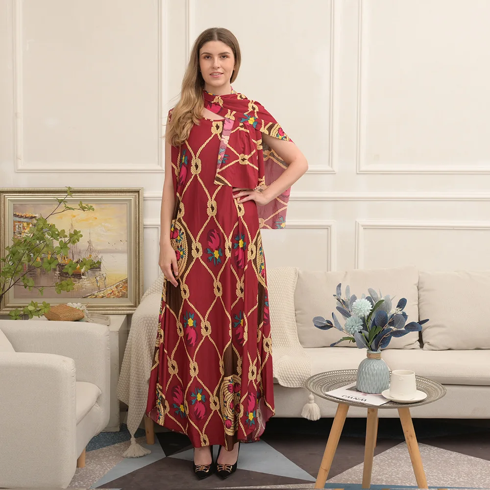 New Middle East Arabian Loose Floral Long Dress Crystal Linen Scarf Dress Ladies Muslim Clothing Ramadan Commuter
New Middle East Arabian Loose Floral Long Dress Crystal Linen Scarf Dress Ladies Muslim Clothing Ramadan Commuter