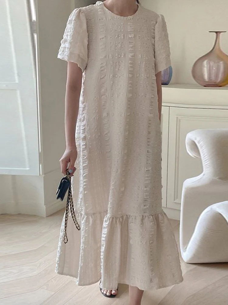 Vintage Solid Robe Fashion Texture Fabric Dress Women O neck Stitching Robe Holiday Summer Short Sleeve Vestido
Vintage Solid Robe Fashion Texture Fabric Dress Women O neck Stitching Robe Holiday Summer Short Sleeve Vestido