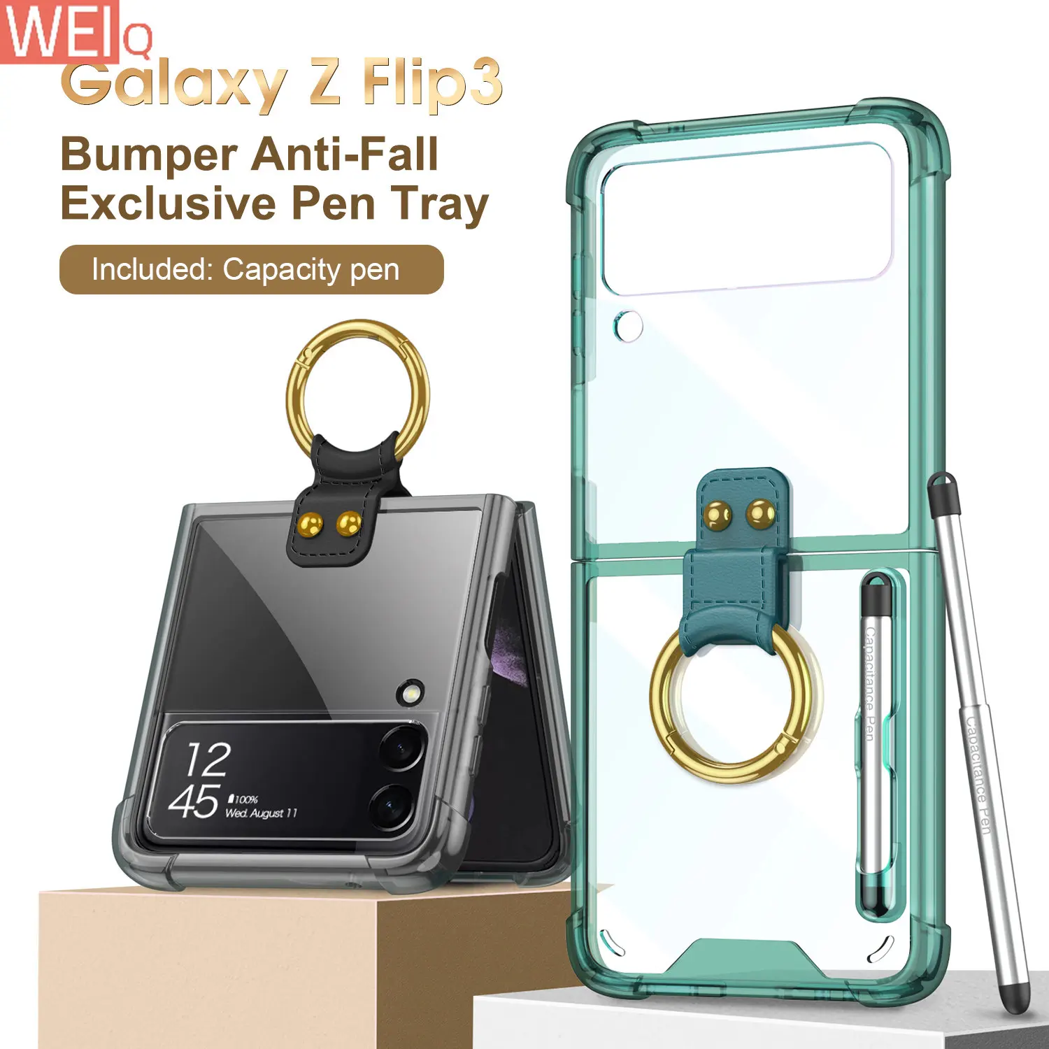 Airbag Bumper Transparent Cover For Samsung Galaxy Z Flip 3 5G Case With Capacitance Pen Ring Stand Cover For Galaxy Z Flip3 
Airbag Bumper Transparent Cover For Samsung Galaxy Z Flip 3 5G Case With Capacitance Pen Ring Stand Cover For Galaxy Z Flip3