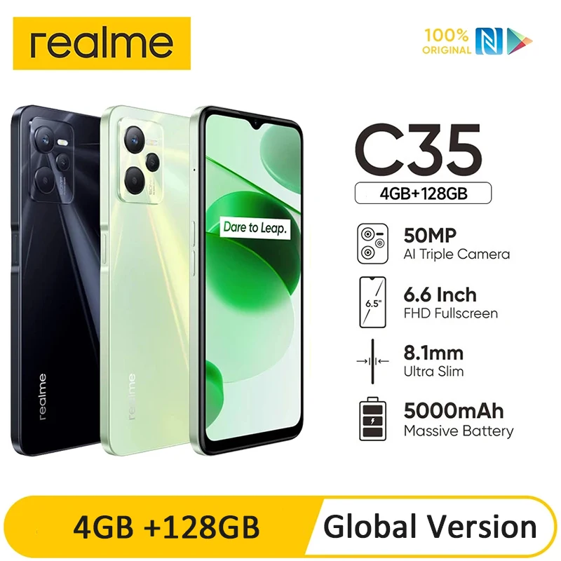 Смартфон глобальная версия Realme C35, 128 ГБ, 6,6 дюйма, FHD, Восьмиядерный, 50 МП, ии Тройная камера, 18 Вт, 5000 мАч
Смартфон глобальная версия Realme C35, 128 ГБ, 6,6 дюйма, FHD, Восьмиядерный, 50 МП, ии Тройная камера, 18 Вт, 5000 мАч