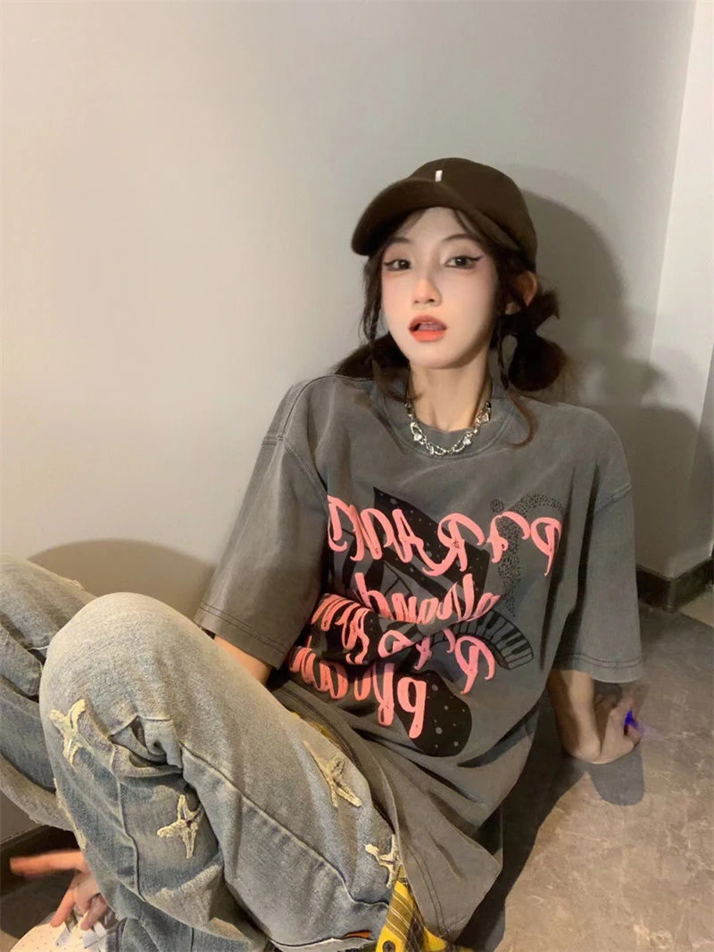 Pure cotton American retro hip hop high street short sleeved t-shirt men and women summer loose trendy tops woman clothing y2k
Pure cotton American retro hip hop high street short sleeved t-shirt men and women summer loose trendy tops woman clothing y2k