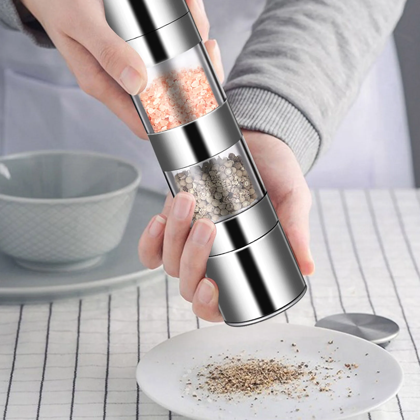 High Quality 2 In 1 Stainless Steel Manual Pepper Salt Spice Mill Grinder Kitchen Seasoning Cooking Tools Dropshipping
High Quality 2 In 1 Stainless Steel Manual Pepper Salt Spice Mill Grinder Kitchen Seasoning Cooking Tools Dropshipping