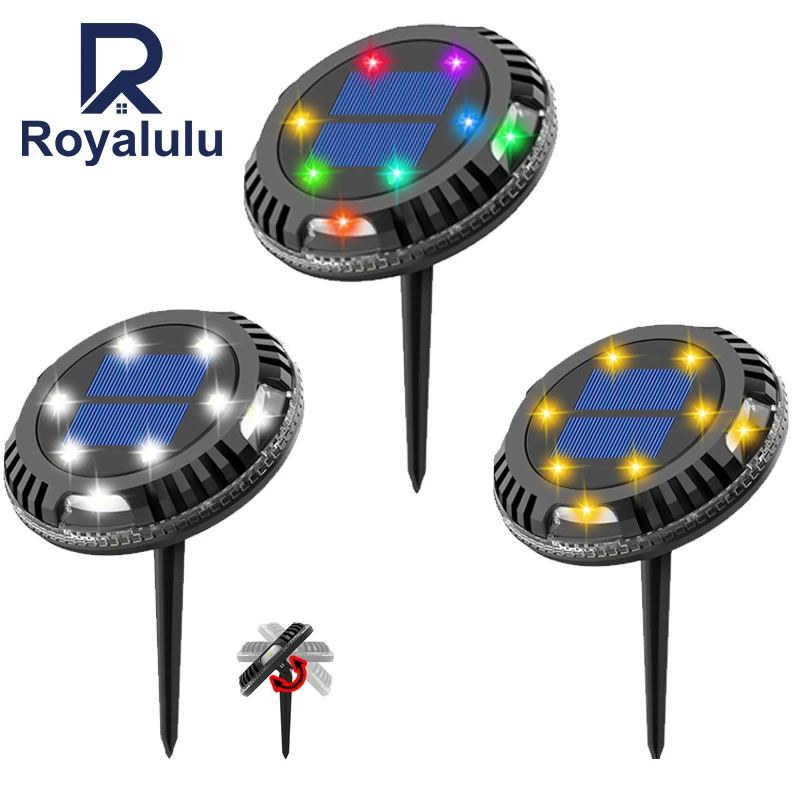 

Royalulu 10 светодиодный солнечный наземный светильник s наружный водонепроницаемый Сад Двор диск свет на земле ландшафтный светильник для укра...