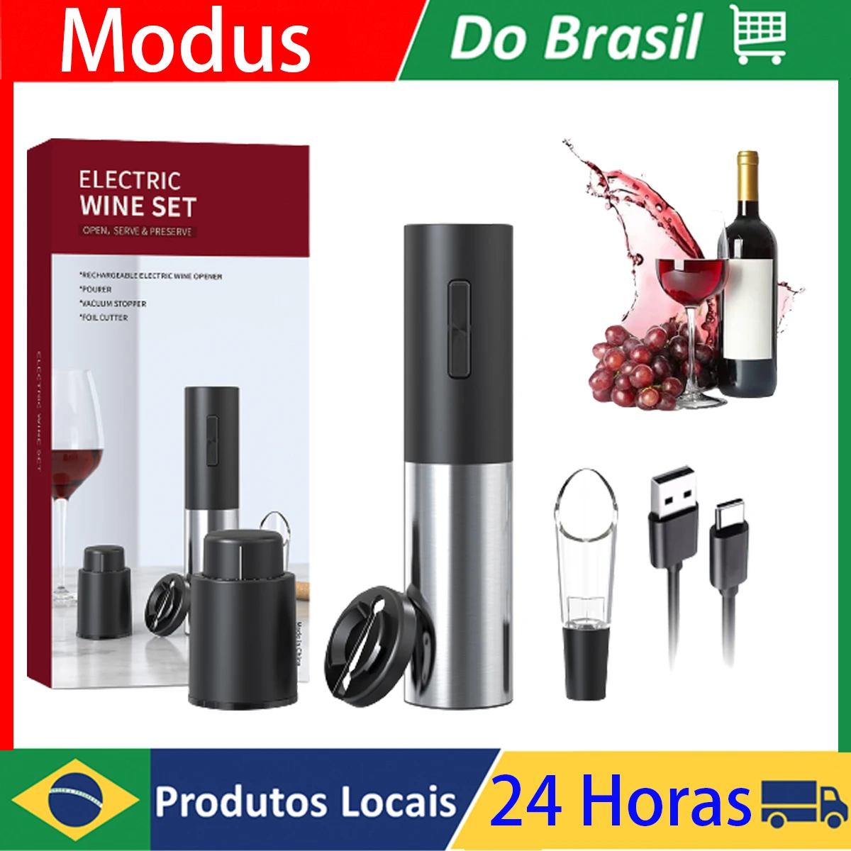 Modus Electric Wine Opener Rechargeable Automatic Corkscrew Bar Wine Bottle Opener with USB Charging Cable Suit for Home
Modus Electric Wine Opener Rechargeable Automatic Corkscrew Bar Wine Bottle Opener with USB Charging Cable Suit for Home
