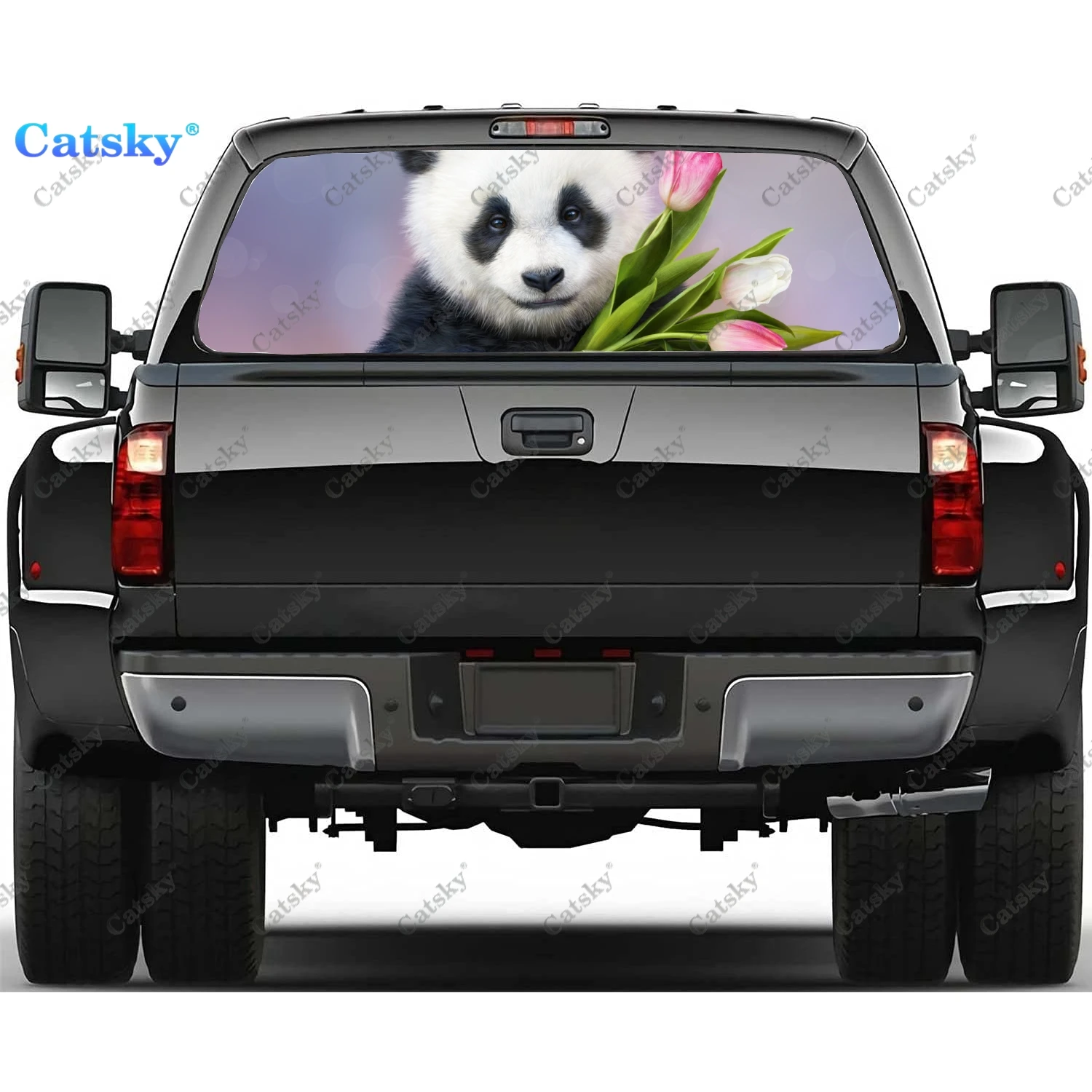 

Animal Panda Design Rear Window Stickers Windshield Decal Truck Rear Window Decal Universal Tint Perforated Vinyl Graphic