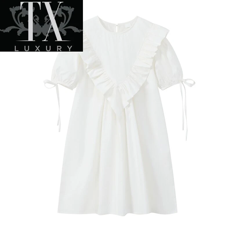 White Mini Dresses Women Summer Korean New Design Chic Puff Sleeve Lace Up Ruffled Crewneck Solid Color Short Dress Female
White Mini Dresses Women Summer Korean New Design Chic Puff Sleeve Lace Up Ruffled Crewneck Solid Color Short Dress Female