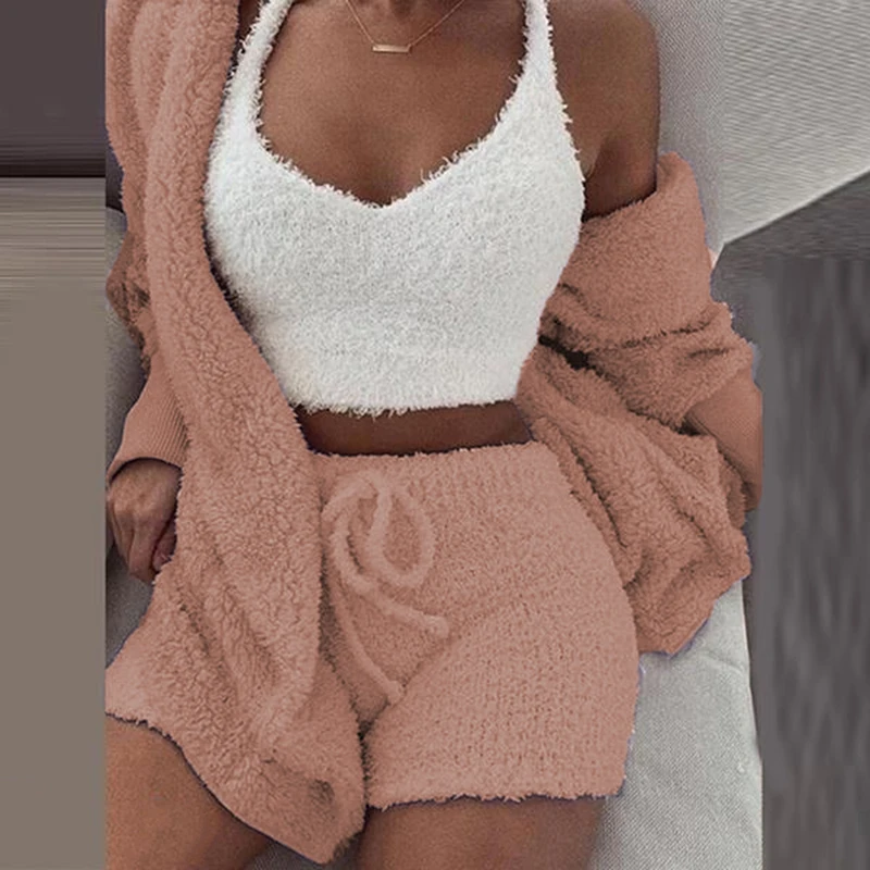New Female Leisure Sports Sets Long Sleeve Jacket Long Plush 3-piece Women Crop Top Shorts Set Suit 2023
New Female Leisure Sports Sets Long Sleeve Jacket Long Plush 3-piece Women Crop Top Shorts Set Suit 2023