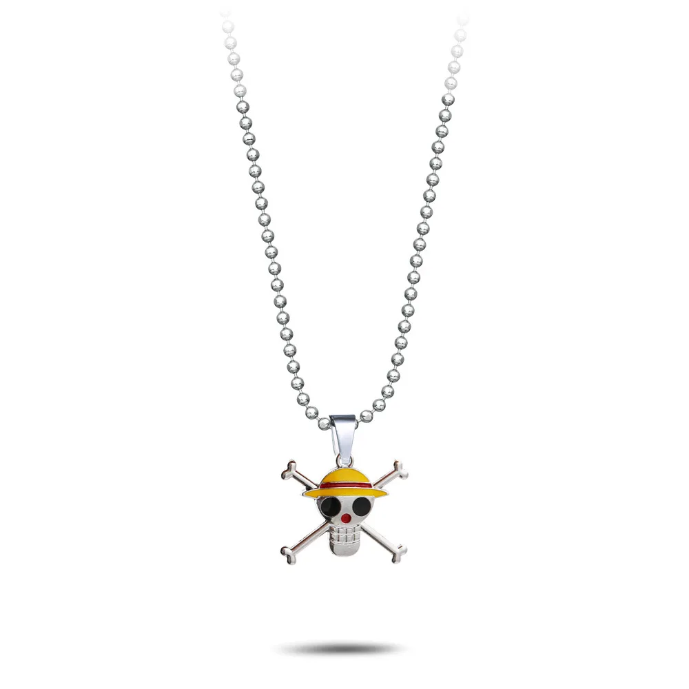 

Fashion Anime One Piece Necklace Figure Luffy Ace Skeleton Straw Hat Pendant Chain Choker Man Necklaces Wanted Gifts Jewelry