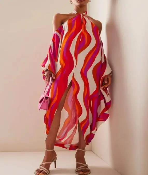 Women's Elegant Dresses 2023 Summer New Fashionable Colorful Striped Sexy Hanging Neck Tie up Dress Female Irregular Long Skirt
Women's Elegant Dresses 2023 Summer New Fashionable Colorful Striped Sexy Hanging Neck Tie up Dress Female Irregular Long Skirt
