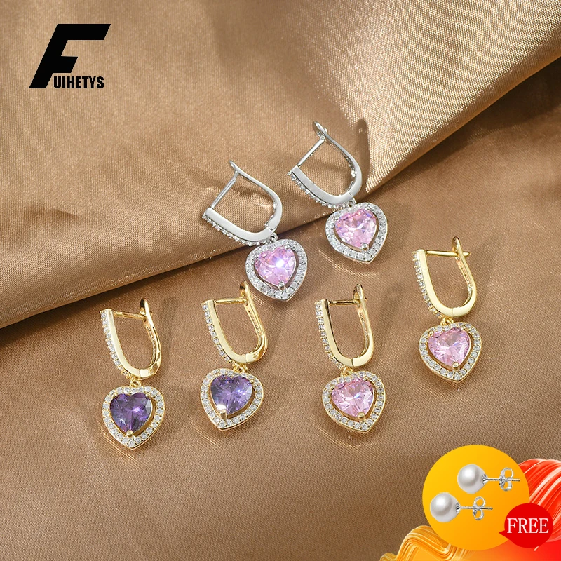 FUIHETYS New Earrings with Zircon Gemstones Heart Shape 925 Silver Jewelry for Women Wedding Party Gift Drop Earring Accessories
FUIHETYS New Earrings with Zircon Gemstones Heart Shape 925 Silver Jewelry for Women Wedding Party Gift Drop Earring Accessories