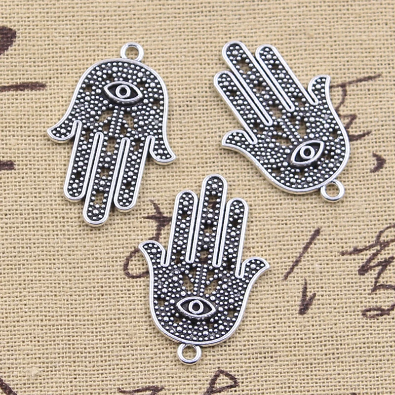 15pcs Charms Eye Hamsa Palm Fatima Hand Protection 23x15mm Antique Silver Color Pendants Making DIY Handmade Tibetan Findings
15pcs Charms Eye Hamsa Palm Fatima Hand Protection 23x15mm Antique Silver Color Pendants Making DIY Handmade Tibetan Findings