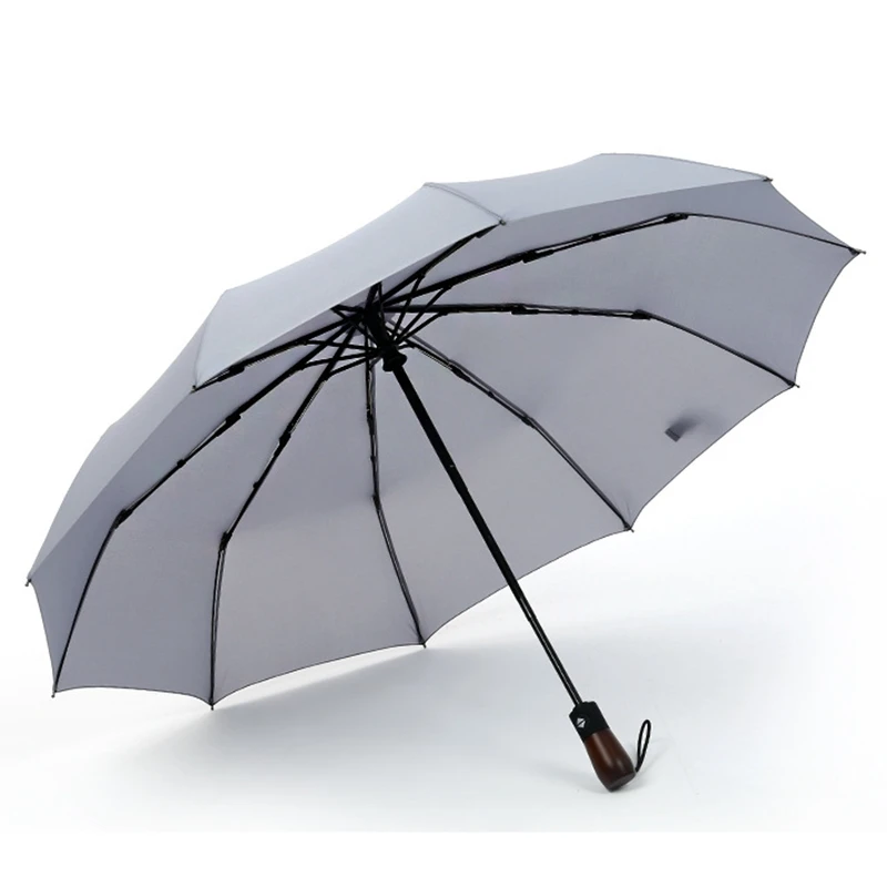 

Men Business Sunny Umbrella Outdoor 10K Windproof 104cm Automatic Folding Umbrella Wooden Handle Rain Gear Self-Opening Parasol