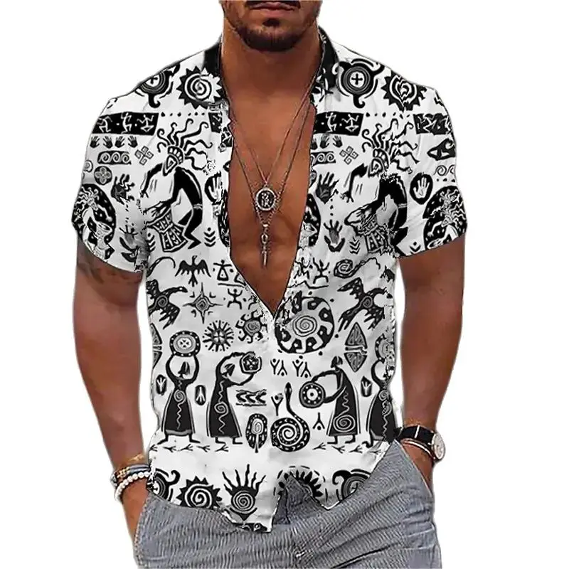 

3D Parrot Print Men's Social Shirt Hawaiian Beach Holiday Short Sleeve Lapel Oversized Tops Male Clothes Casual Camisa Masculina
