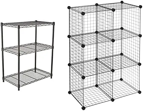 3-Shelf Adjustable, Heavy Duty Storage Shelving Unit, Steel Organizer Wire , Black & 6 Cube Grid Wire Storage Shelves, Black
3-Shelf Adjustable, Heavy Duty Storage Shelving Unit, Steel Organizer Wire , Black & 6 Cube Grid Wire Storage Shelves, Black