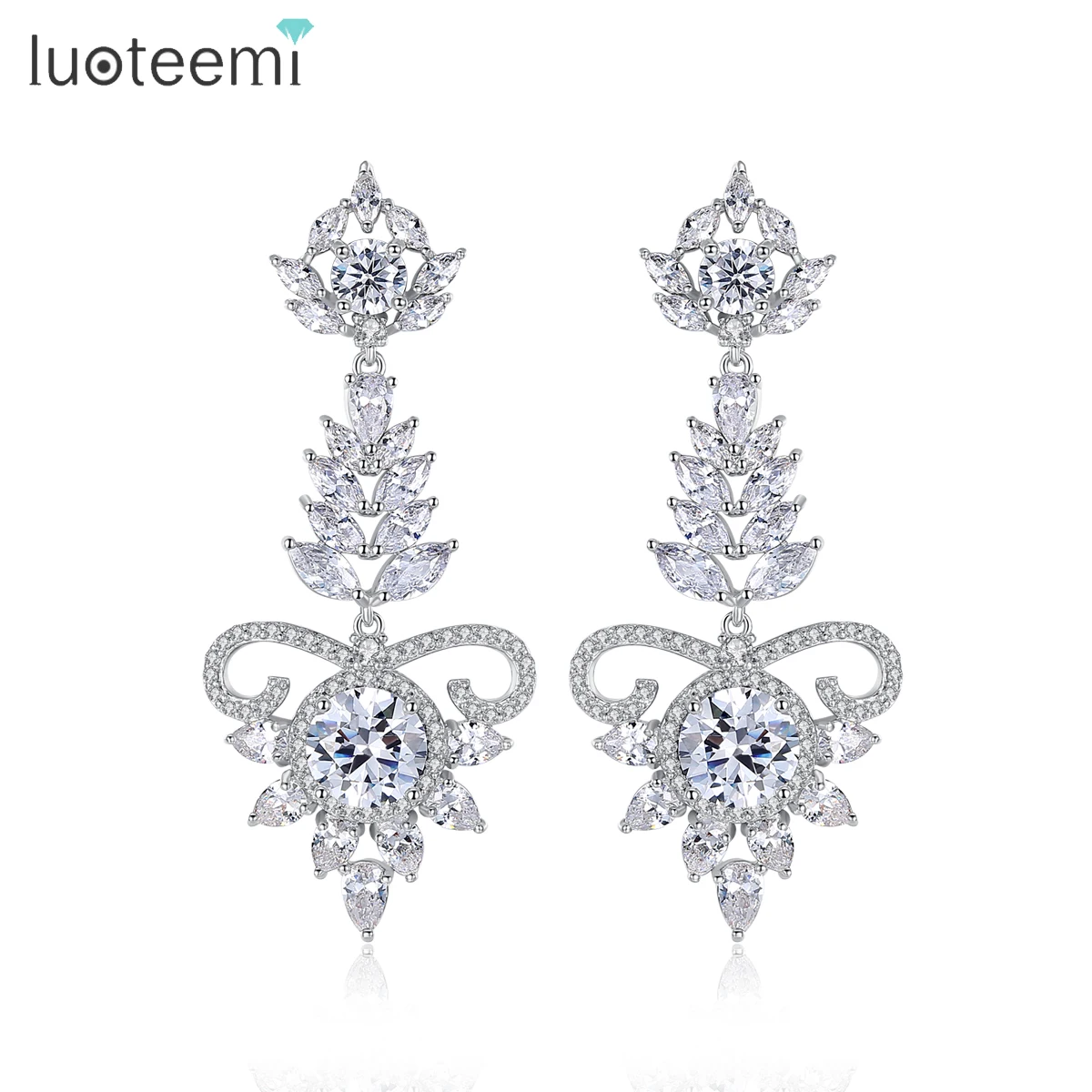 LUOTEEMI Gorgeous Marquise Cubic Zirconia Flowers Chandelier Long Dangle Earrings for Women Luxury Bridal Wedding Accessories
LUOTEEMI Gorgeous Marquise Cubic Zirconia Flowers Chandelier Long Dangle Earrings for Women Luxury Bridal Wedding Accessories