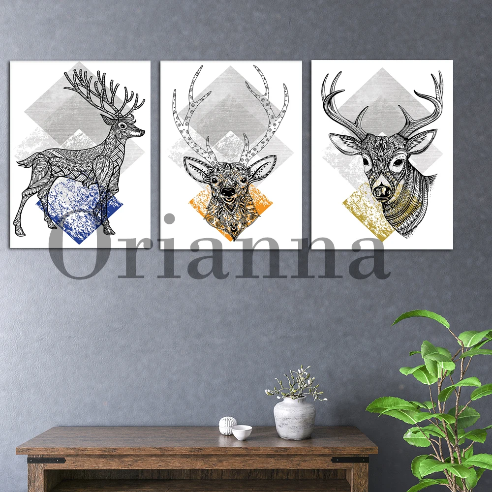 Tribal Geometric Stag Head Side Art Orange Yellow blue Grey Aztec Gallery Wall Prints Posters Modern Home Decor Painting Gift
Tribal Geometric Stag Head Side Art Orange Yellow blue Grey Aztec Gallery Wall Prints Posters Modern Home Decor Painting Gift