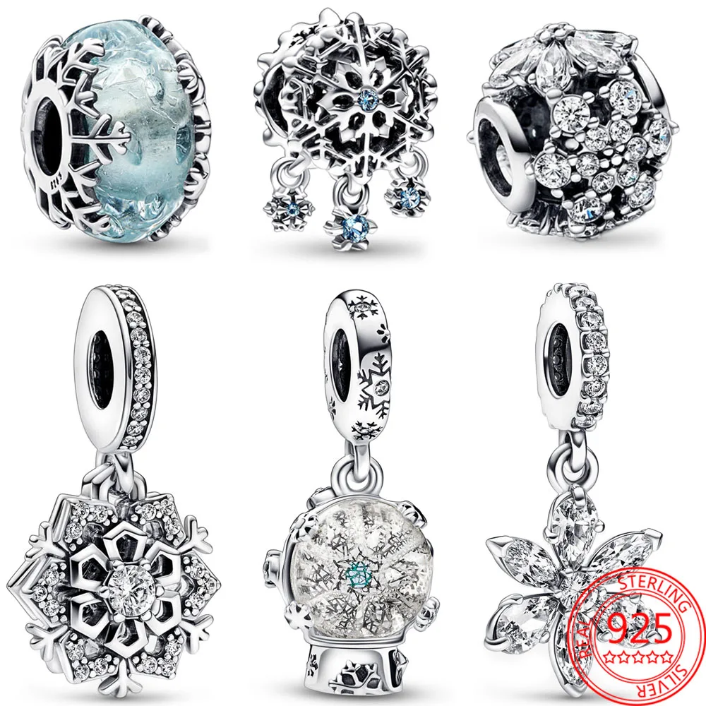 Winter Series S925 Silver Snowflake Charm Blue Murano Glass Beads Snow Globe Angel Pendant Fit Bracelet Christmas Gifts
Winter Series S925 Silver Snowflake Charm Blue Murano Glass Beads Snow Globe Angel Pendant Fit Bracelet Christmas Gifts