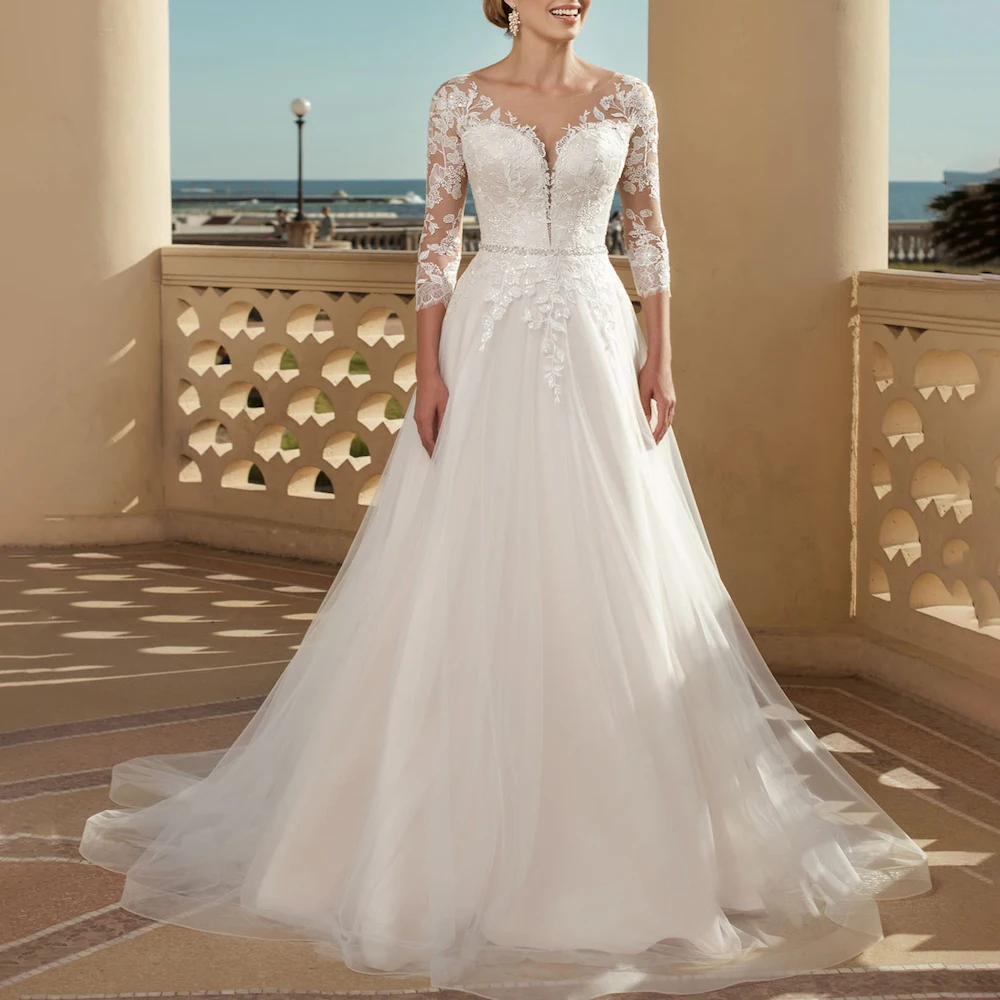 long sleeve wedding dress plus size V neck bride wedding dress lace applique ball gown princess wedding dress
long sleeve wedding dress plus size V neck bride wedding dress lace applique ball gown princess wedding dress